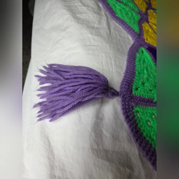 Vintage Colorful Geometric Handmade Crochet Blanket Afghan - Picture 3 of 14